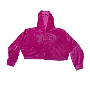 Y2K Juicy Couture Cropped Rhinestone Magenta Hoodie Pink Velour meangirls